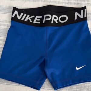 Nike Pros Royal Blue Compression Shorts with Black Waistband